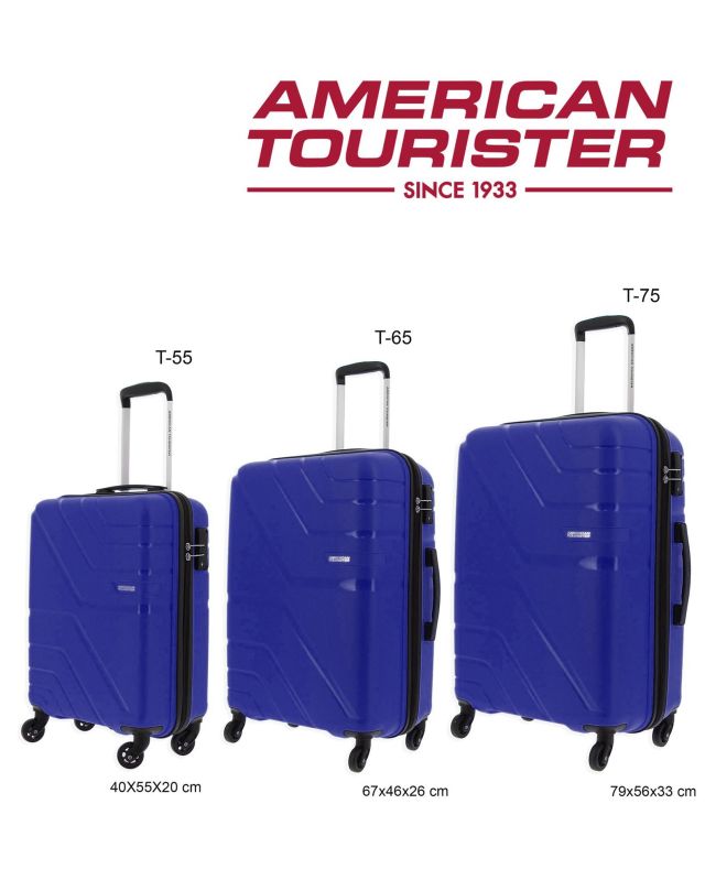 Prodotto: AMERICAN TOURISTER - TROLLEY IN PROPILENE BLU 4 RUOTE CON COMBINAZIONE TSA