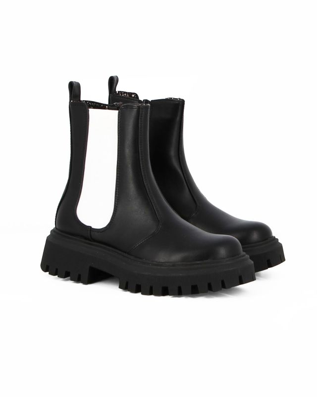 Prodotto: MISS GLOBO - Beatles nero con zip laterale e inserto elasticizzato bianco