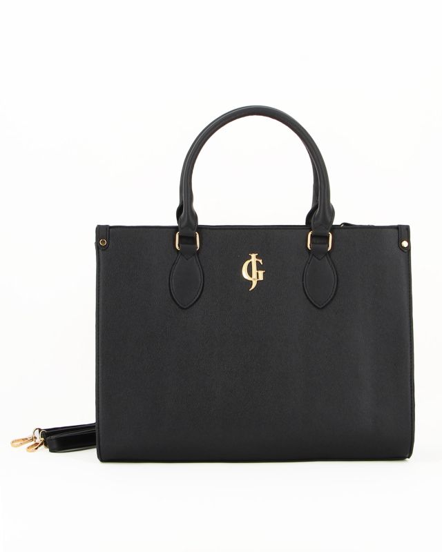 Prodotto: JUST GOLF - Borsa due manici nera con stampa sigle colorate e tracolla removibile