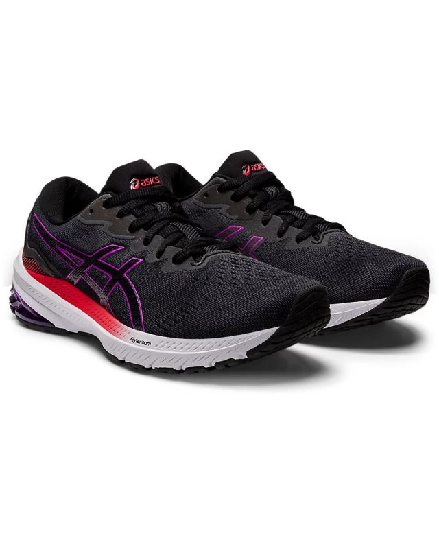 Prodotto: ASICS - Scarpa da running nera e viola in rete traspirante con soletta comfort, numerata 37,5/42 - GT-1000 11