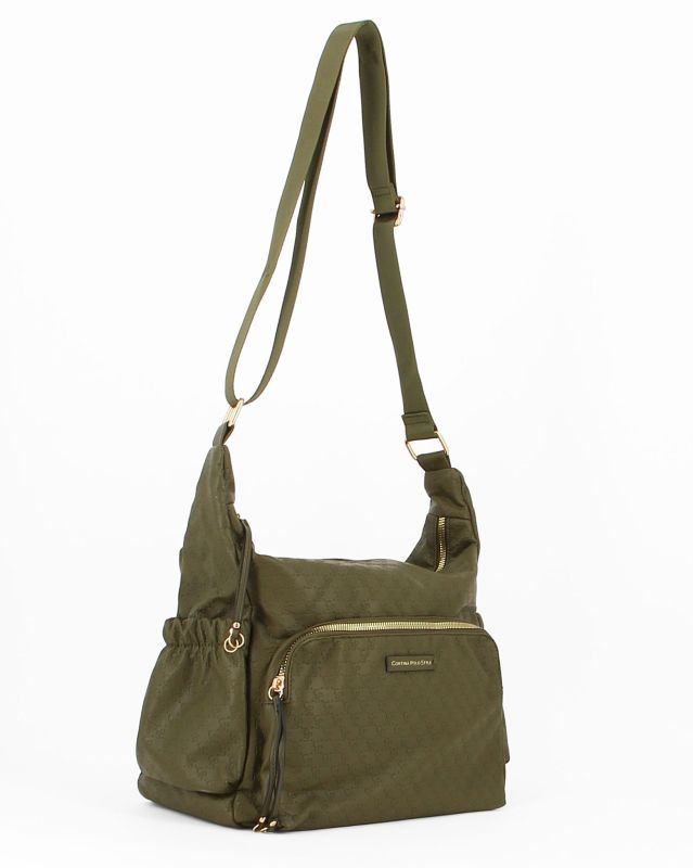 Prodotto: CORTINA POLO STYLE - Tracolla verde loggata con tascone frontale e tasche laterali elasticizzate