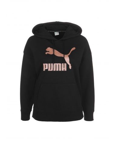 Prodotto: PUMA - Felpa da bambina nera con cappuccio e logo rose gold