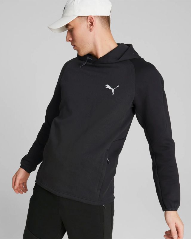 Prodotto: PUMA - Felpa da uomo nera in tessuto traspirante con cappuccio