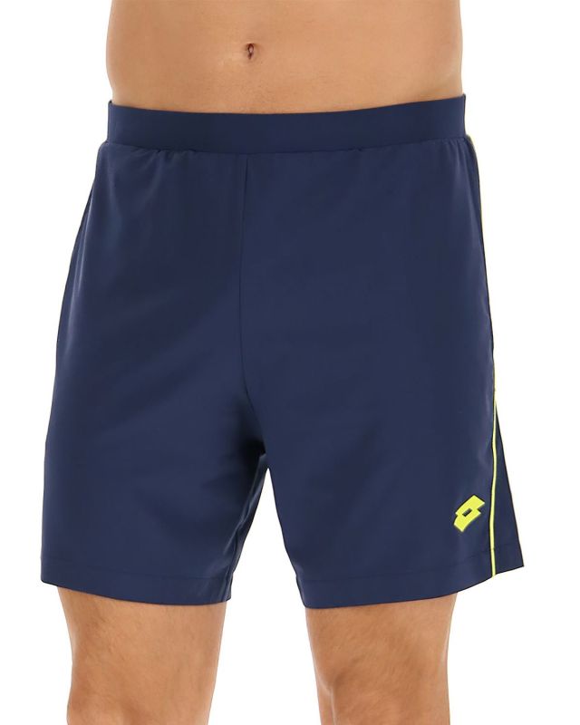 Prodotto: LOTTO - Pantaloncini da padel blu in tessuto traspirante con dettagli giallo fluo - SUPERRAPIDA V