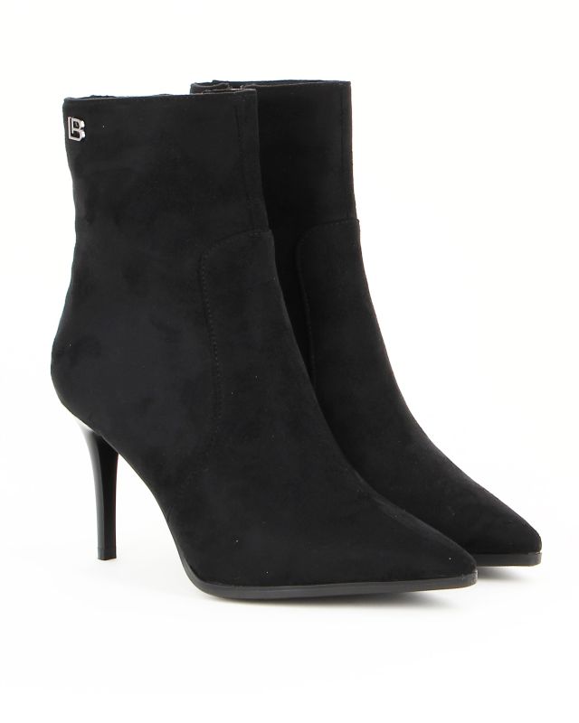 Prodotto: LAURA BIAGIOTTI - Tronchetto nero a calza con dettagli oro e zip laterale, tacco 8cm