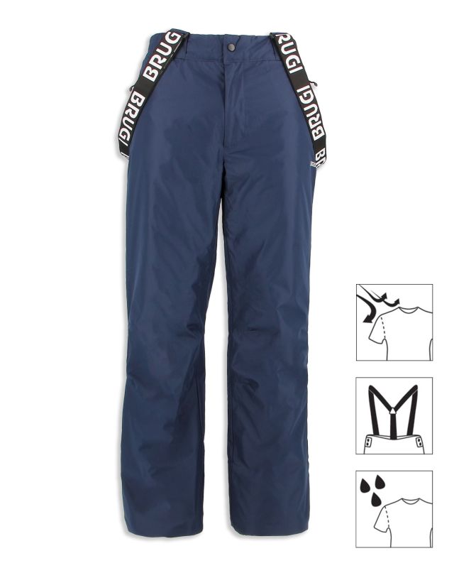 Prodotto: BRUGI - Pantalone da sci blu con bretelle regolabili uomo
