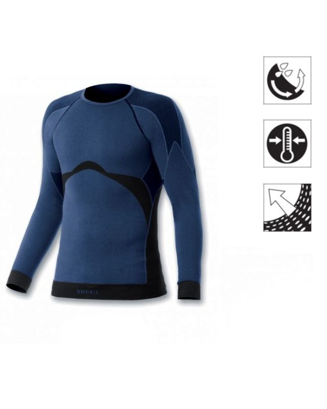Prodotto: BRUGI - Maglia da bambino blu e nera girocollo termica traspirante senza cuciture