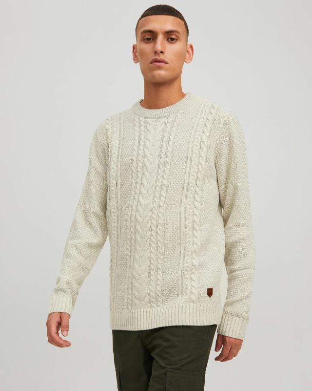 Prodotto: JACK&JONES - Maglione panna da uomo a girocollo