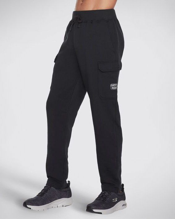 Prodotto: SKECHERS - Pantalone tuta cargo nero cone elastico in vita e lacci