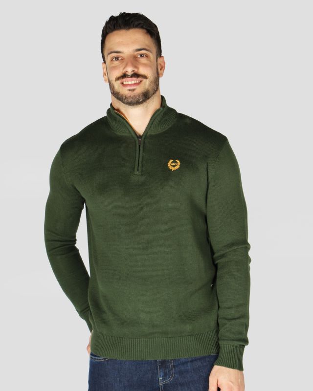 Prodotto: GIANMARCO VENTURI - Maglione mezza zip verde militare da uomo
