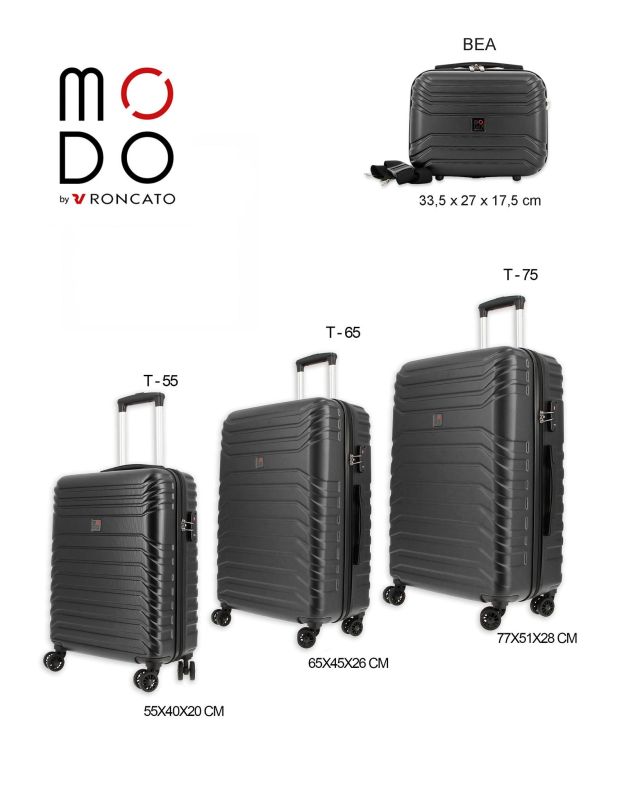 Prodotto: MODO BY RONCATO - TROLLEY ABS NERO 4 RUOTE CON COMBINAZIONE TSA