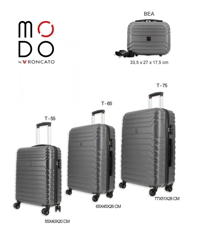 Prodotto: MODO BY RONCATO - TROLLEY ABS ANTRACITE 4 RUOTE CON COMBINAZIONE TSA
