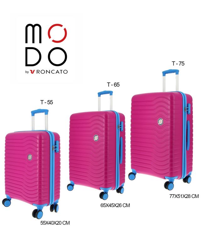 Prodotto: MODO BY RONCATO - TROLLEY FUXIA/AZZURRO 4 RUOTE DOPPIE IN ABS CON COMBINAZIONE TSA