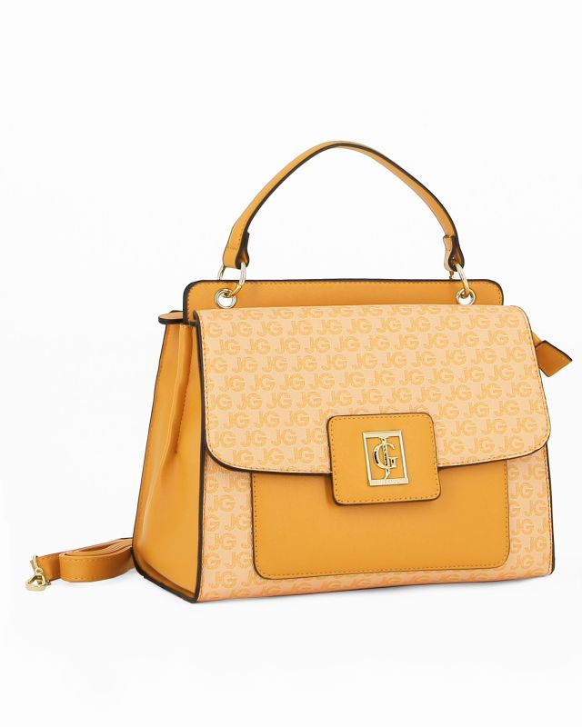 Prodotto: JUST GOLF - Borsa un manico gialla con tracolla removibile e tasca fontale loggata con patta