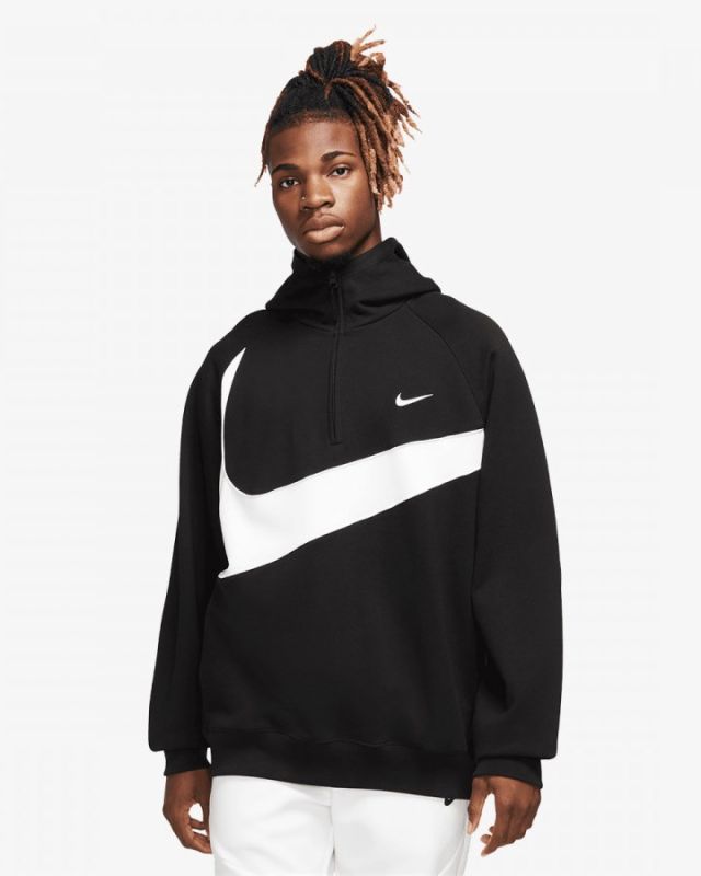 Prodotto: NIKE - Felpa da uomo nera e bianca con zip e cappuccio