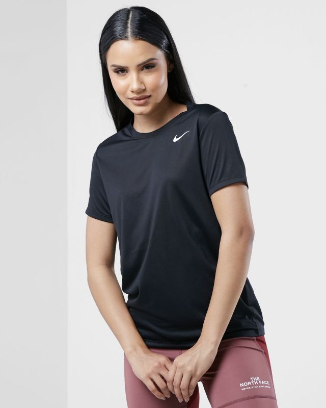 Prodotto: NIKE - T SHIRT GIROCOLLO NERA IN TESSUTO TRASPIRANTE CON LOGO BIANCO  DA DONNA, DX0687/010