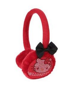 Prodotto: HELLO KITTY - Paraorecchie bimba rosso con strass e fiocco nero