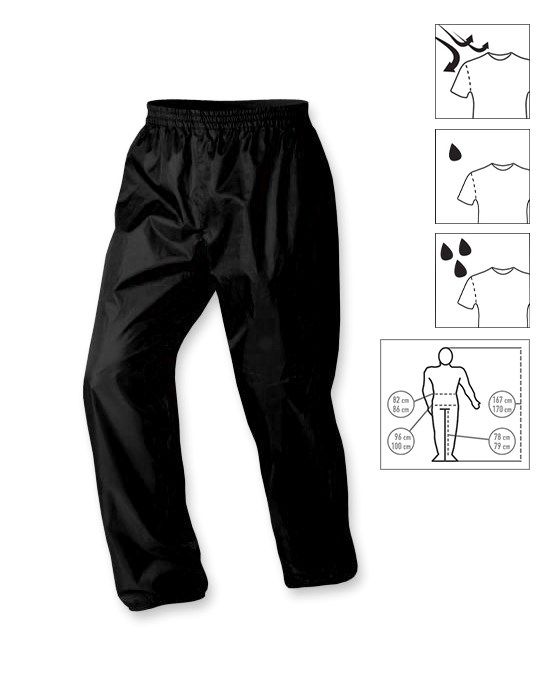 Prodotto: BRUGI - Pantaloni richiudibili da uomo neri antivento idrorepellenti e impermeabili con elastico in vita e sulle caviglie
