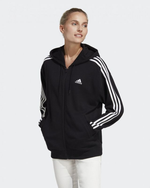 Prodotto: ADIDAS-HOODIE ESSENTIALS 3-STRIPES FRENCH TERRY OVERSIZED FULL-ZIP-IC8782