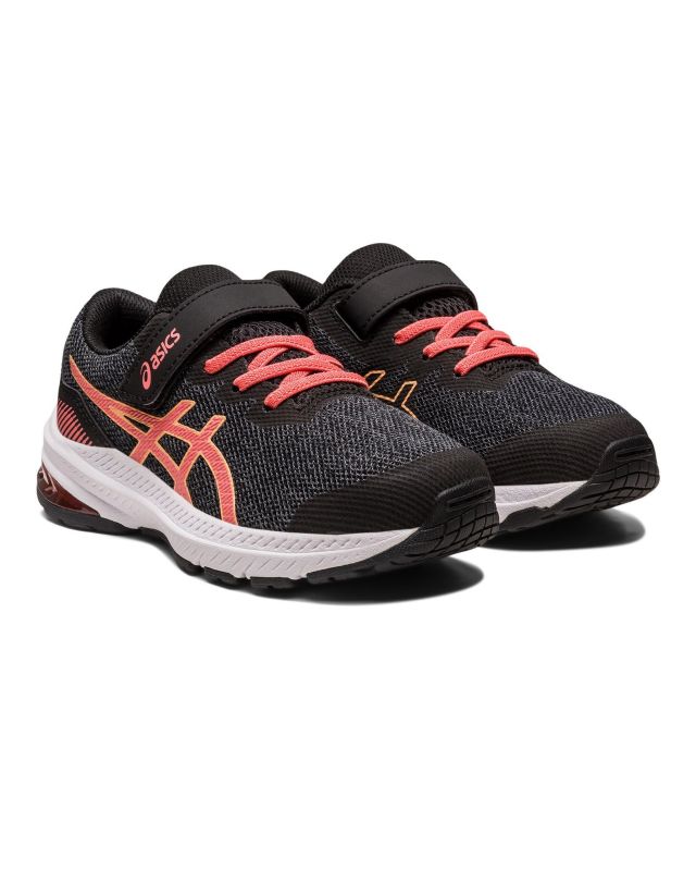 Prodotto: ASICS - Scarpa da running bambino nera e rosa in maglia traspirante con ammortizzazione in EVA, numerata 30/35 - GT 1000 11 PS