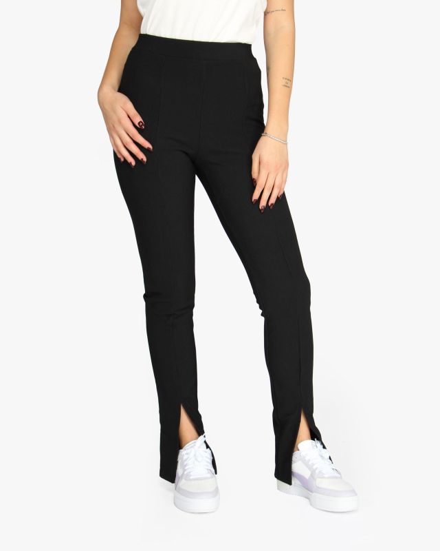 Prodotto: NEON&NYLON by only - Pantalone nero da donna con spacco frontale