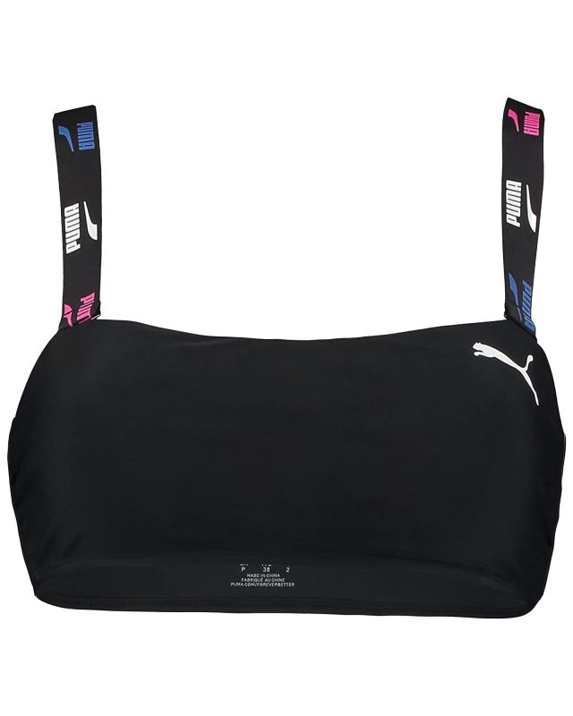 Prodotto: PUMA - Top bandeau bikini nero con logo bianco