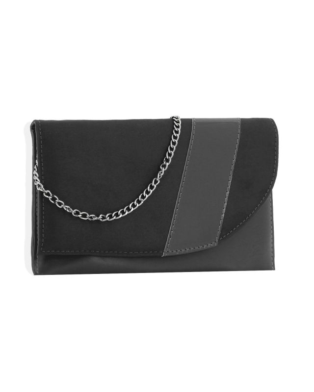 Prodotto: Bustina nera con patta in camoscio e vernice MADE IN ITALY - ANNES NICOLE