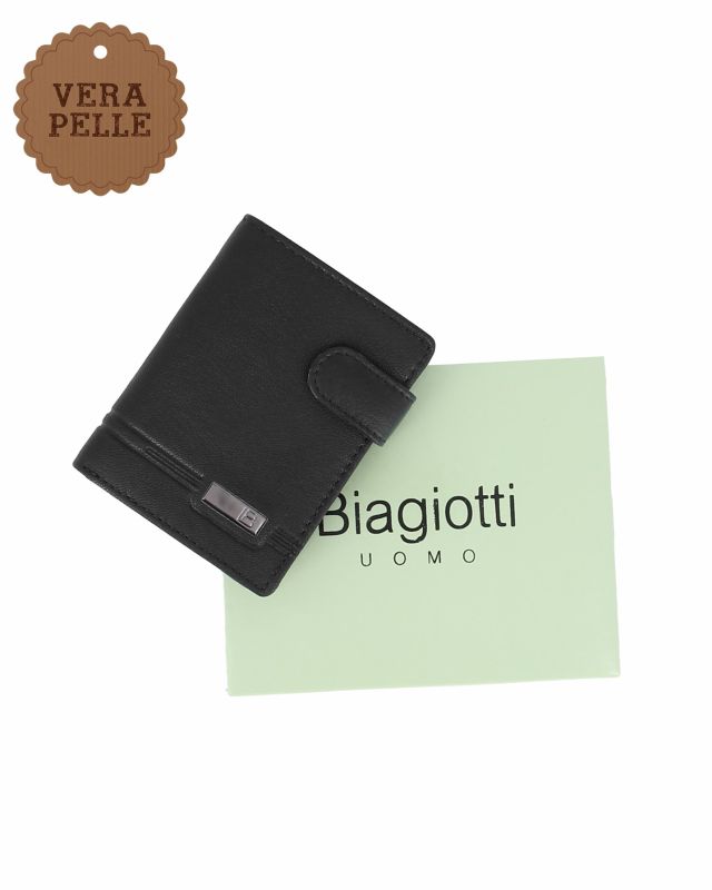 Prodotto: BIAGIOTTI - Portafoglio da uomo nero in VERA PELLE con RFID