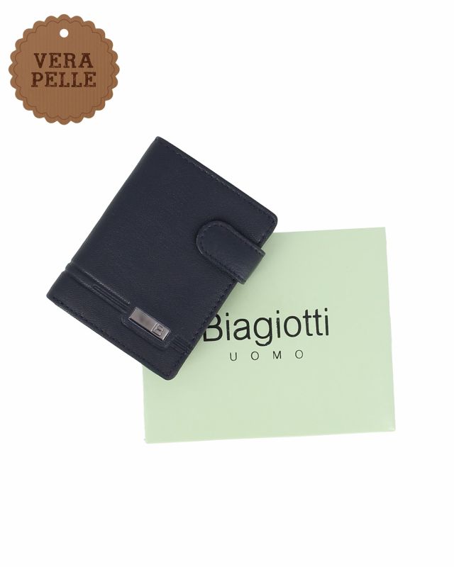 Prodotto: BIAGIOTTI - Portafoglio da uomo blu in VERA PELLE con RFID