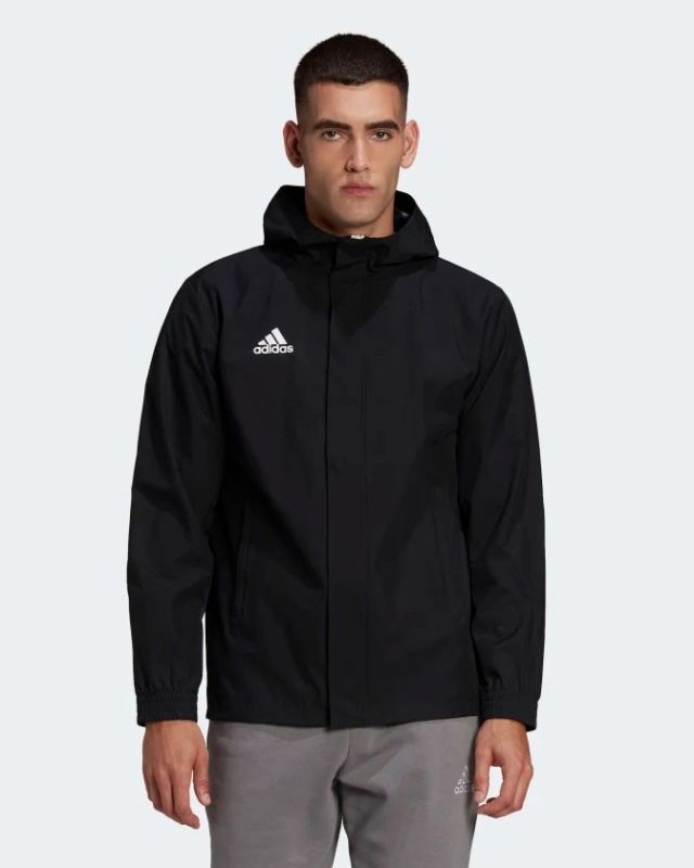 Prodotto: ADIDAS - Giubbino nero da uomo con cappuccio e zip frontale