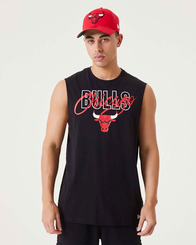 Prodotto: NEW ERA - Canotta bianca da uomo in cotone con logo Chicago Bulls