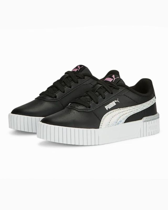 Prodotto: PUMA - Sneakers da bambina nera con logo argento metallizzato, numerata 28/35 - CARINA 2.0 MERMAID PS