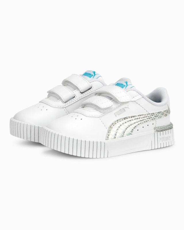 Prodotto: PUMA - Sneakers da bambina bianca e argento con dettagli metallizzati, numerata 20/27 - CARINA 2.0 MERMAID V INF
