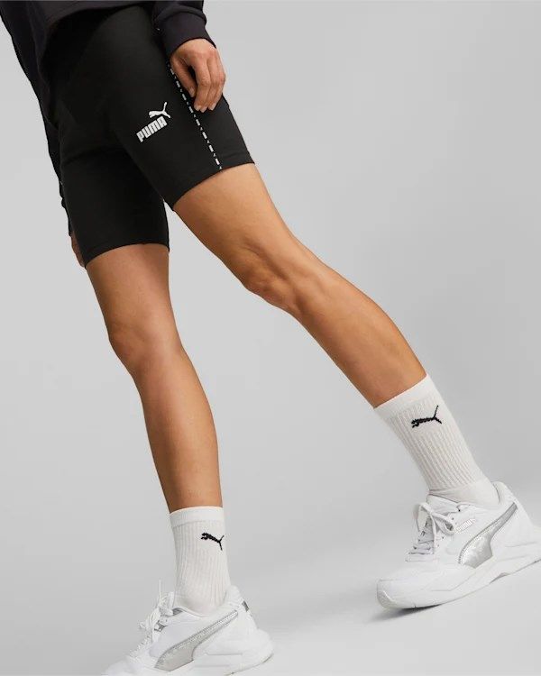 Prodotto: PUMA - Pantaloncini corti da donna neri con logo bianco e stampa logo laterale