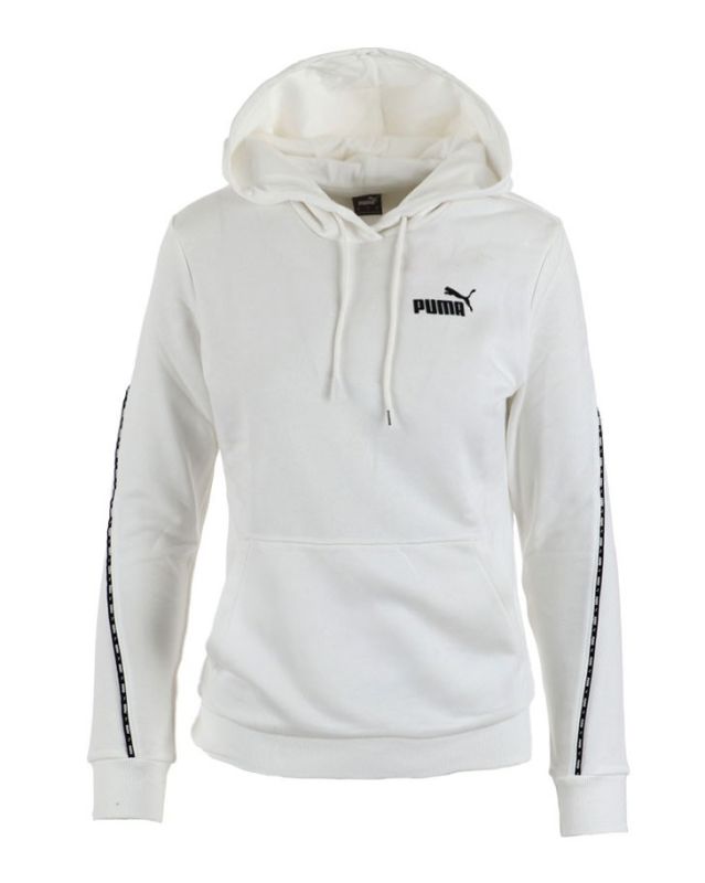 Prodotto: PUMA - Felpa da donna bianco con cappuccio e logo nero