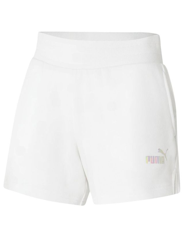 Prodotto: PUMA - Pantaloncini corti da donna bianchi con logo metallizzato