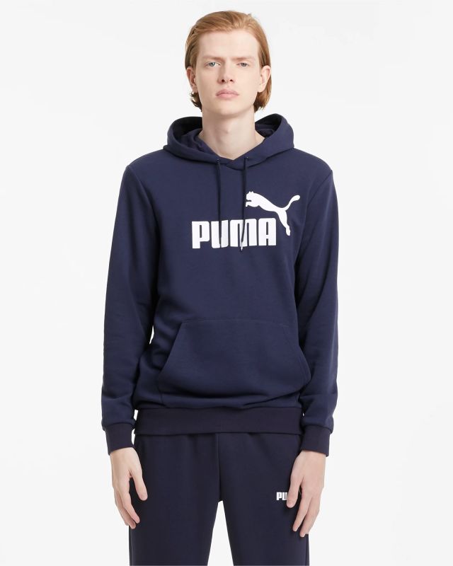 Prodotto: PUMA - Felpa da uomo blu scuro con cappuccio e logo bianco