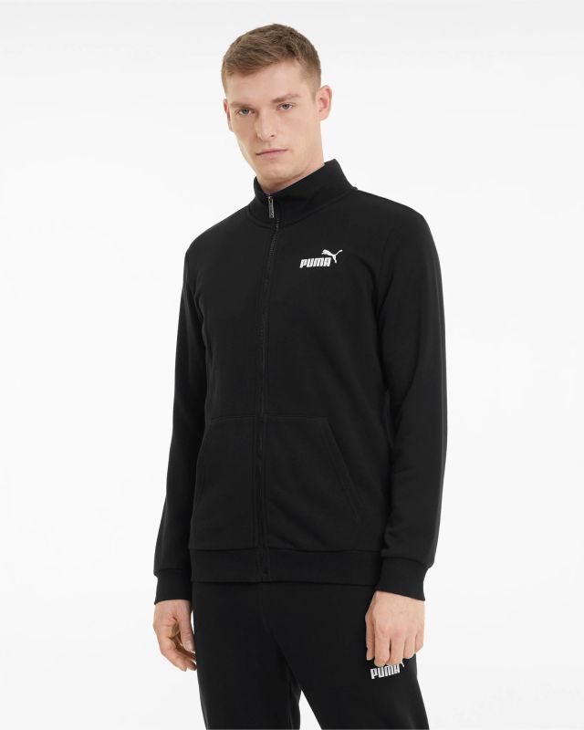 Prodotto: PUMA - Felpa nera a collo alto da uomo con zip frontale e logo bianco