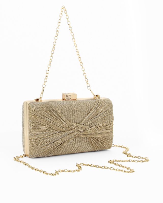 Prodotto: DIVAS - Clutch oro in lurex con fiocco e chiusura metallica