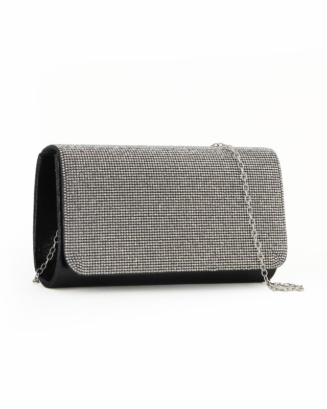Prodotto: DIVAS -  Pochette nera tutta strass con patta