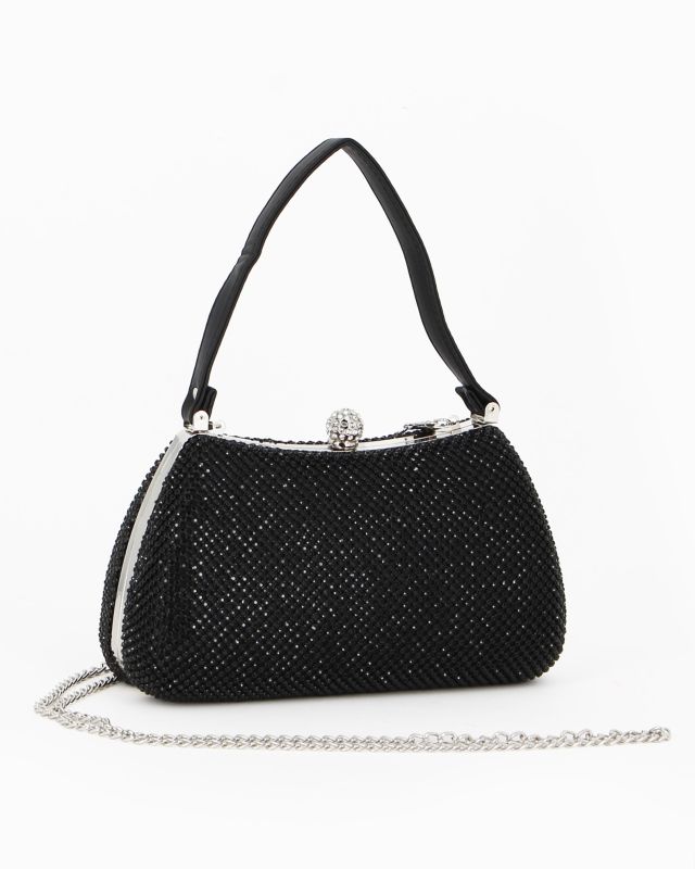 Prodotto: DIVAS - Pochette nera tutta strass con un manico