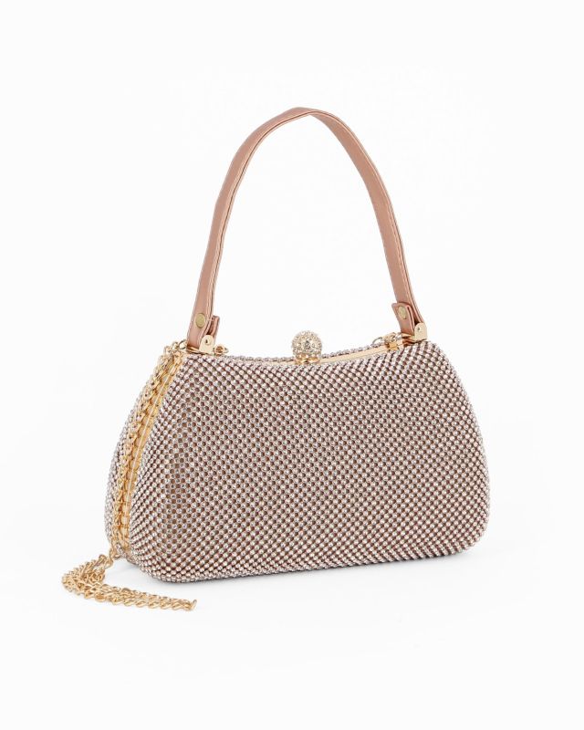 Prodotto: DIVAS - Pochette rose gold tutta stass con un manico