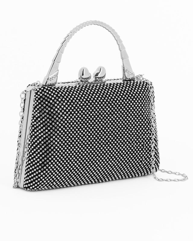 Prodotto: DIVAS - Pochette nera tutta strass con un manico