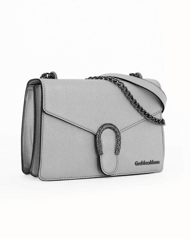 Prodotto: GIANMARCI VENTURI - Borsa tracolla argento con fibbia sulla patta