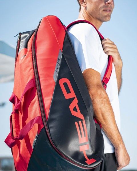 Prodotto: HEAD - Borsone da tennis rosso e nero 6 racchette con doppio sistema di trasporto