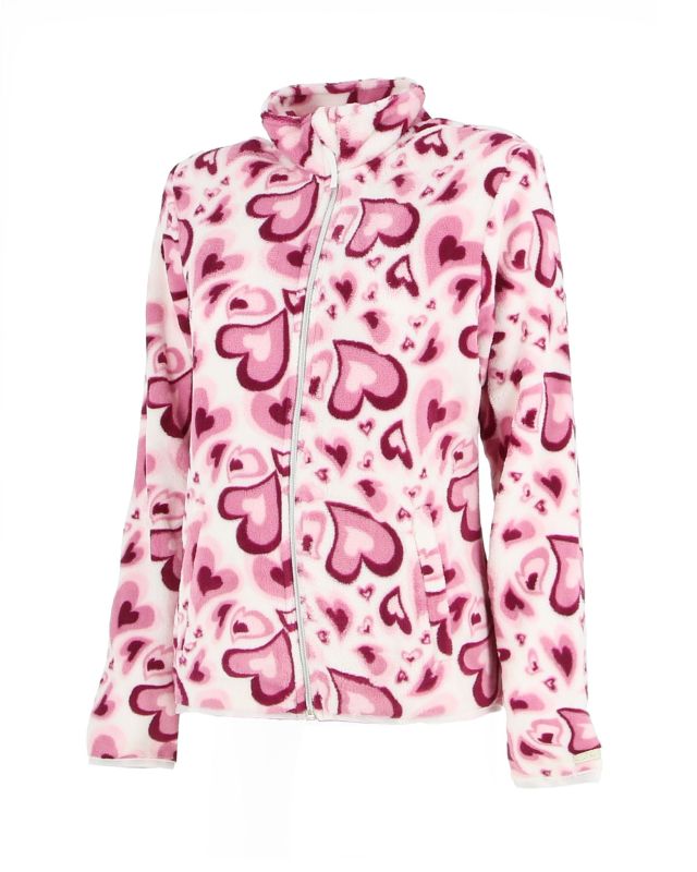 Prodotto: ON SPIRIT - Pile da donna fantasia cuori con zip frontale - FEBE