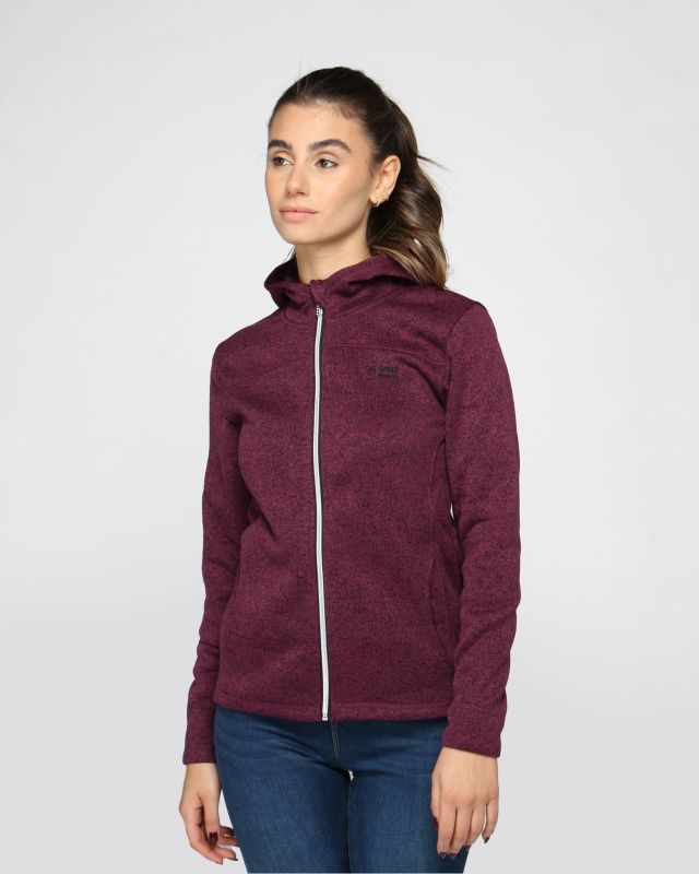 Prodotto: ON SPIRIT - Pile da donna grigio melange con cappuccio e zip frontale - LORETTA