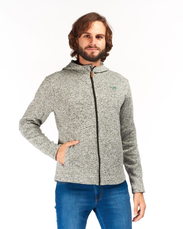 Prodotto: ON SPIRIT - Pile da uomo grigio melange con zip frontale e cappuccio - LUIGI