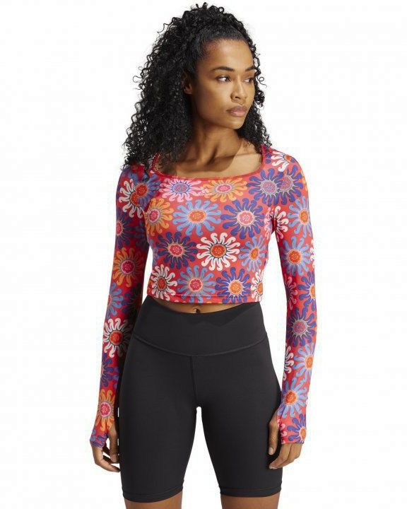 Prodotto: ADIDAS - Crop top a maniche lunghe con stampa floreale rossa