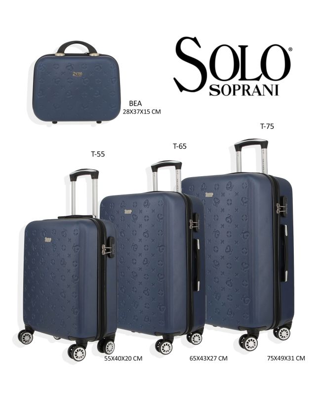 Prodotto: SOLO SOPRANI - TROLLEY BLU IN ABS 4 RUOTE DOPPIE CON STAMPA LOGO